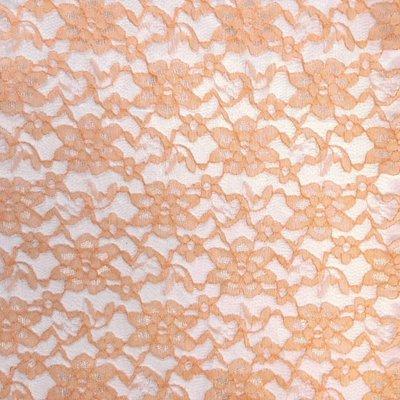 Valentina Textile Inc Raschel Lace Fabric 60" Wide Polyester French Floral by The Yard (1 Yard, Peach)