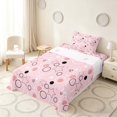 thumbnail image 3 of Manfei Cute Geometric Star Twin Sheets, Circular Dot Bedding, Pink Black White, Pink Reversible 3pcs1 Flat Sheet + 1 Fitted Sheet + 1 Pillowcase, 3 of 6