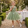 thumbnail image 7 of IBTOM CASTLE Toddler Little Flower Girls Princess Tulle Dress Sleeveless Floral Embroidery Tutu 3D Butterfly Back Bowknot For Wedding Birthday Party Evening Formal Green, 7 of 7