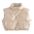 thumbnail image 1 of Gilet Matelassé pour Femmes, Couleur Unie, Col Montant, Automne Hiver, 1 of 7