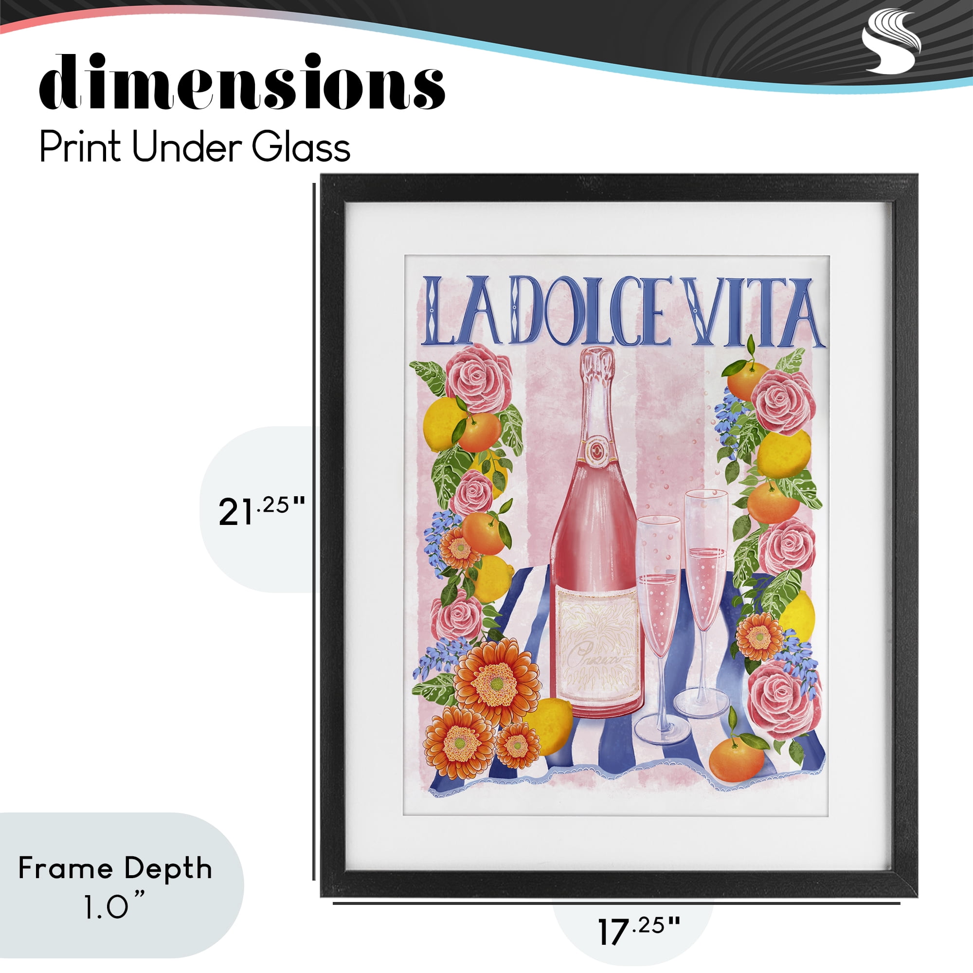 Stupell Industries Pink Champagne Picnic Black Framed Print Under Glass, design by Lori Mosley