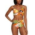 thumbnail image 3 of BAR III Women's Multi Color Printed Ring Tie Cutout Lined Deep V Neck Adjustable Swimsuit Top S, 3 of 3