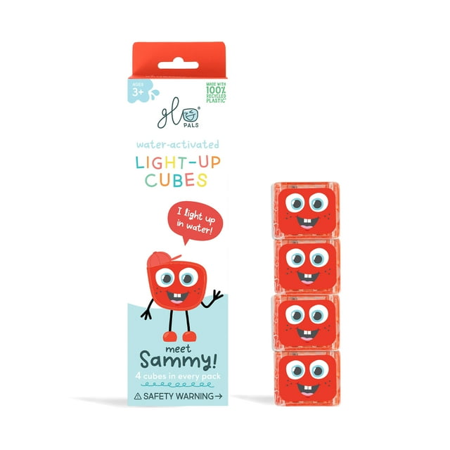 Glo Pals - Cubes Lumineux Réutilisables pour Jeu Sensoriel 4 Pa - Sammy - Rouge