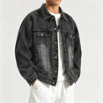 thumbnail image 6 of Akmaiox Men's & Big Men's Denim Jacket Button Up Long Sleeve Shirts Regular Fit Jean Trucker Jacket with Pockets Dark Gray XXXL, 6 of 7