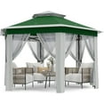 thumbnail image 1 of Garvee 79.5" Pop-Up Gazebo Tent, Adjustable Height with Mosquito Netting, Double-Layer, Green, 1 of 7