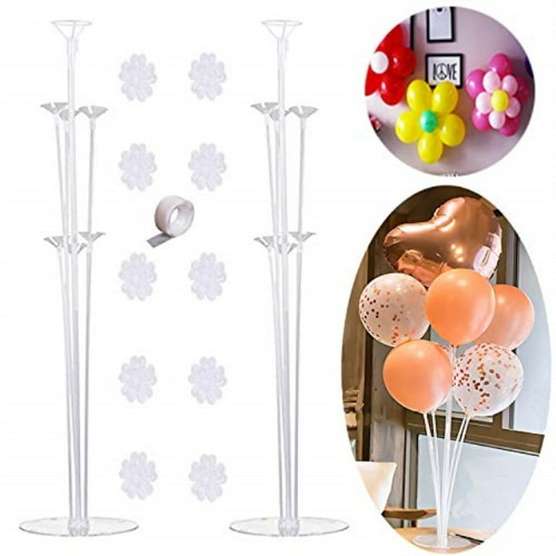 diy table balloon stand kit 2 sets,reusable clear balloon holder(7 balloon sticks,7 cups,1