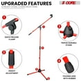 thumbnail image 5 of Tripod Mic Stand Floor Adjustable 18 to 72 Inches Sturdy Boom Arm Holder Microphone Stands Pedestal Para Microfono for Singing MS 080 RED, 5 of 12