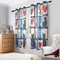 thumbnail image 2 of Yayeee Window Curtains Light Filtering 63"x52" Grommet Panel Pair Home Living Room Decor, Black Cats and Hearts, 2 of 7
