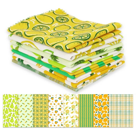 Soimoi 8 Pc Fat Quarter Bundle,Summer Tropical FruitsPrint 18"x 22"DIY Patchwork-100% CottonPre-Cut Quilting Fabric Green & Orange