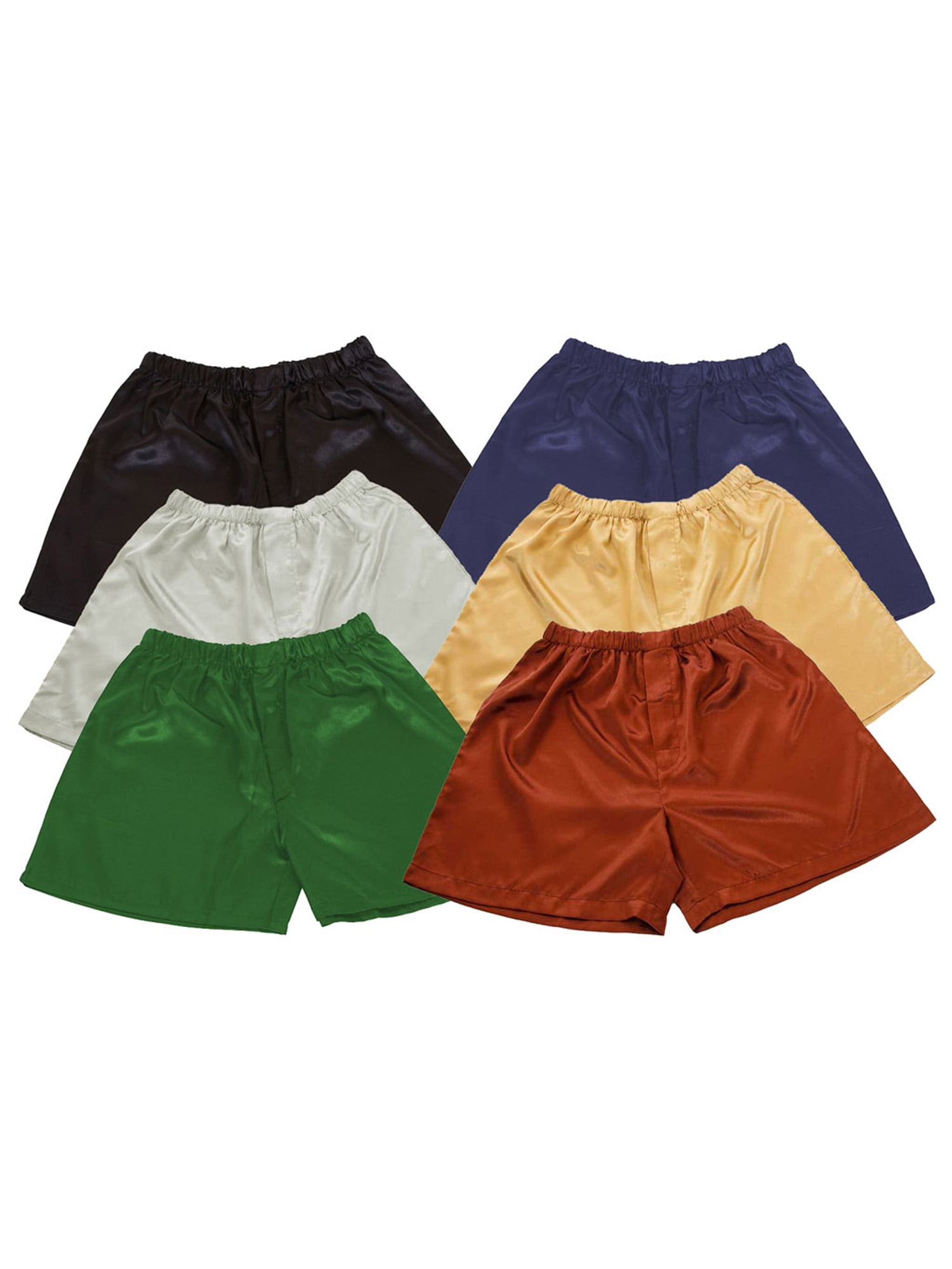 Up2date Fashion's Men's Satin Shorts / Boxers 6Piece MultiColor Combo