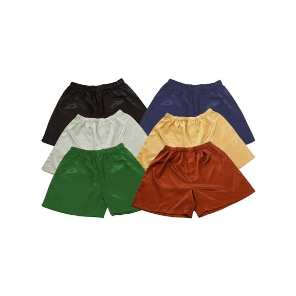 Up2date Fashion's Men's Satin Shorts / Boxers 6-Piece Multi-Color Combo Pack (MSC-6B01)