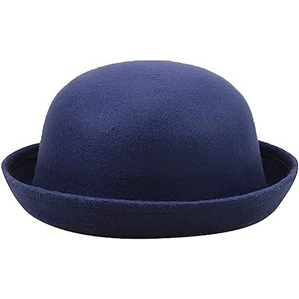 nipocaio Stylish Solid Adult Fishing Hat With Roll Up Brim Bowler Panama  Bowler Fishing Hat Men Women Classic Wool Round Bowler Hat Size 50 