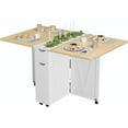 thumbnail image 1 of Bingirl Folding Kitchen Table with 6 Wheels, Folding Dining Table with Drawer and Storage, Suitable for Small Spaces and Kitchens, 1 of 6