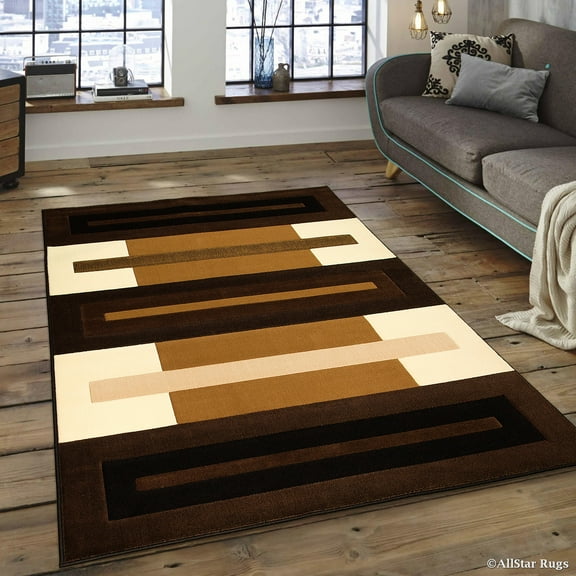 Allstar Black Modern Contemporary Casual Area Rug (5' 2" x 7' 2")