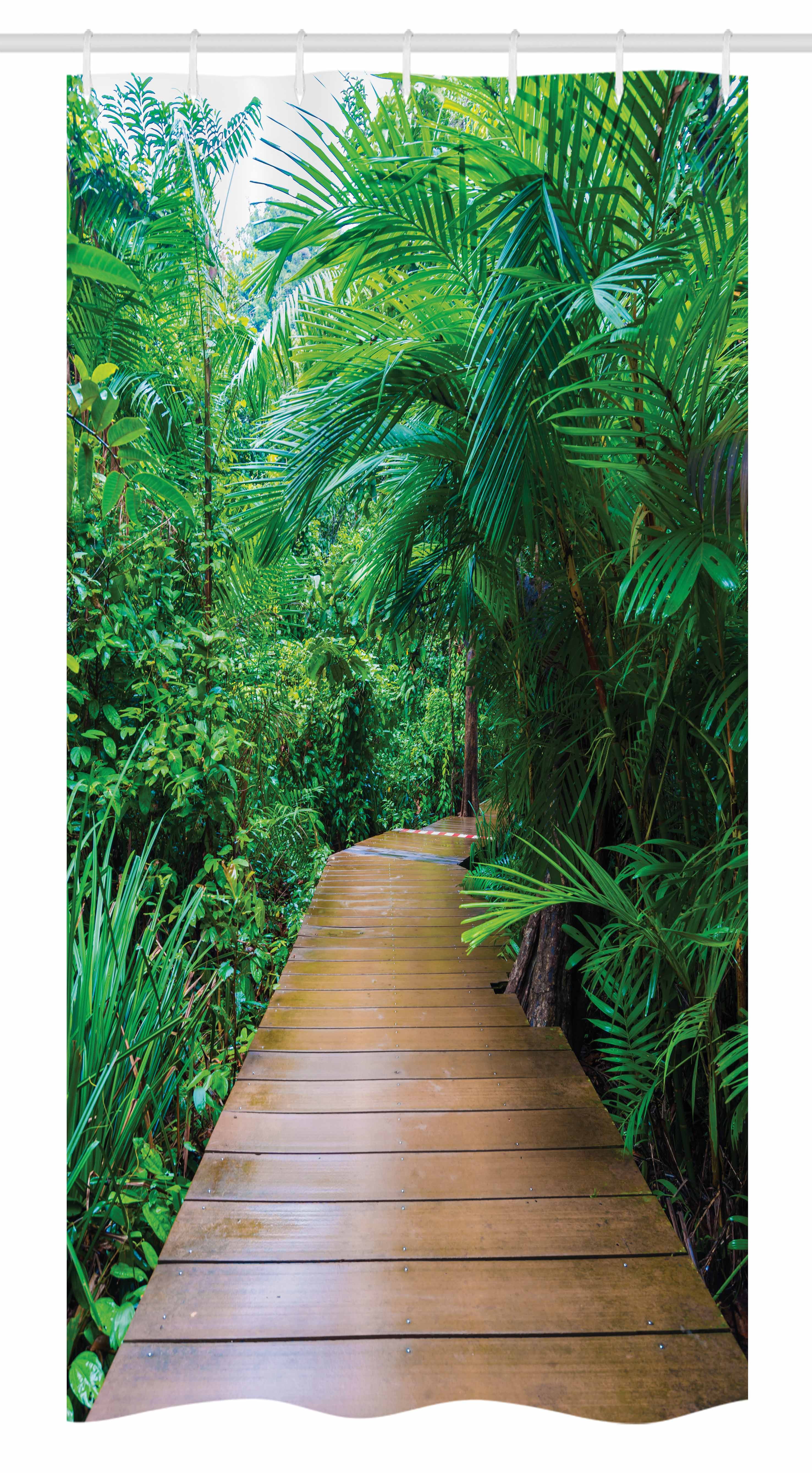 Jungle Stall Shower Curtain, Deck Timber Jetty Exotic Getaway