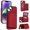 Red, variant on Case For iPhone 17 Pro RFID Blocking Protective Purse Case With Magsafe Kickstand 2 In 1 Detachabl Flip Horizontal multi-slot card holder Shockproof Protective Leather Cover,Rose gold
