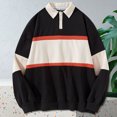 thumbnail image 2 of 2DXuixsh Chandail en Molleton pour Hommes Épais à Col Rabattu Chandail Veste Automne Hiver Décontracté Manches Longues Chemise Confortable Col Rond Chandails en Molleton Hauts Noir Taille TTG, 2 of 6