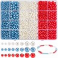 thumbnail image 1 of 2778 cuentas redondas de 3 colores, 4/5/6/8 mm, perlas de satén, azul, blanco y rojo, 1 of 9