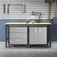 thumbnail image 2 of Pemberly Row 3-Piece Modern Metal Worktable & Garage Cabinet Set in Gray, 2 of 26
