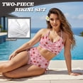 thumbnail image 5 of DISNIMO Strawberry Flower Print Women's Bikini Sets Two Piece High Waisted Bathing Suit Tummy Control Swimsuits Summer Beach Swimwear, XS, 5 of 7