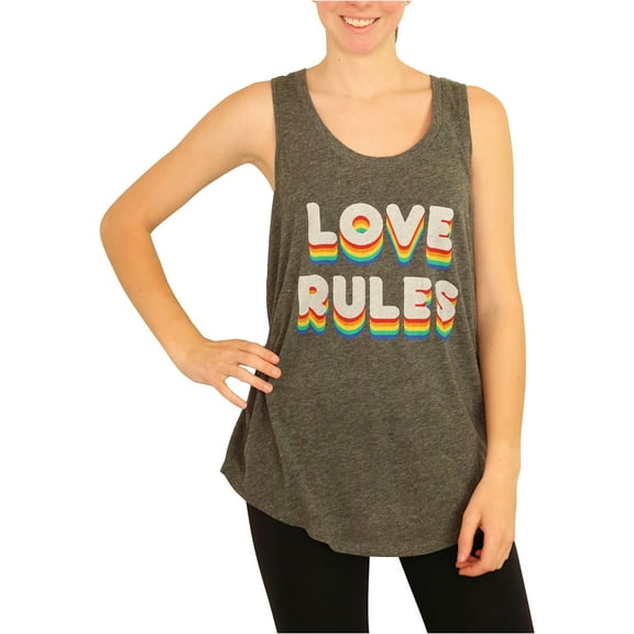 P.J. Salvage Womens Love Rules Pajama Sleep Tank Top, Grey, Large