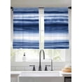 thumbnail image 3 of Semi Sheer Window Curtains 54 Inches Long, Navy Blue Ombre Rod Pocket Voile Silky Chiffon Curtain Treatment Drapes for Kitchen, Living Room, Modern Abstract Art Farmhouse 52"x54", 2 Panels, 3 of 9