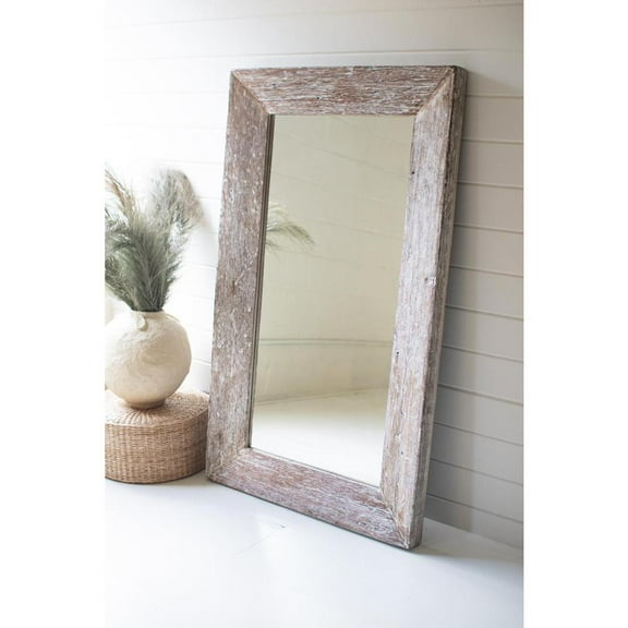 Kalalou Inc Recycled Wood - Tapper Mirror - Whitewash