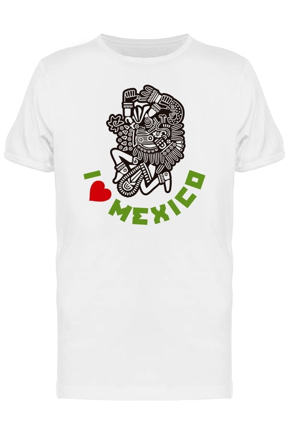 I Love Mexico Maya Statue T-Shirt Men -Image by Shutterstock, Male Small