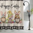 thumbnail image 2 of Easter Gnomes Small Stall Shower Curtain, Waterproof Shower Curtains for Bathroom, Eggs Bunny Spring Daisy Flower Vintage Plaid Washable Fabric Bath Curtain for Bathtub with Hooks 36x72 Inches, 2 of 9