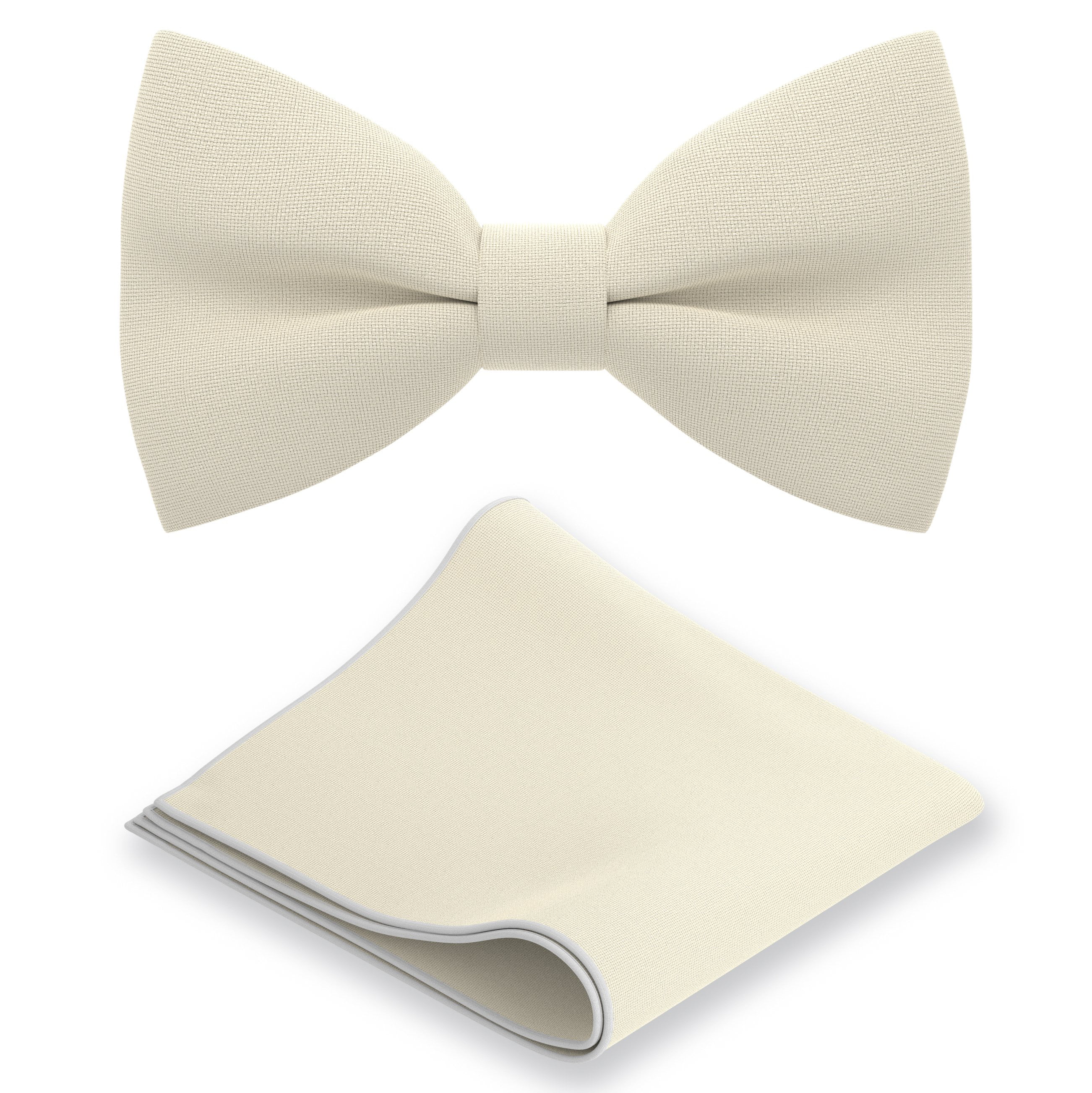 New Men's Polyester Solid Formal Self-tied Bow Tie & hankie set ivory wedding 