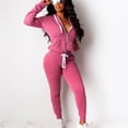 thumbnail image 2 of safuny Women's Casual Suit Long Sleeve Comfy Casual Plus Size Suit for Girlfriend Wife Daughter Dressy Solid Color Hooded Neck Pink M, 2 of 5