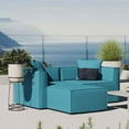 thumbnail image 2 of Lounge Loveseat Chaise Sofa, Fabric, Blue, Modern Contemporary Urban Design, Outdoor Patio Balcony Cafe Bistro Garden Furniture Hotel Hospitality, 2 of 9