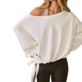 thumbnail image 3 of Women'S Sweatshirts Oversized Off the Shoulder Pullover Tops Casual Long Sleeve Comfy Fall Outfits White M, 3 of 9