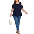 thumbnail image 6 of Cueply Plus Size Tops for Women Summer Short Sleeve Shirts Cold Shoulder Blouse Crewneck Tunic 1X-4X, 6 of 7