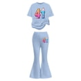 thumbnail image 3 of DGMIOCS Girls Casual Outfit Featuring Flared Pants and Top for Everyday Wear â Comfortable Daily Set for Toddlers to Easy Care and Seasonal Versatility Light Blue 11-12 Years, 3 of 5