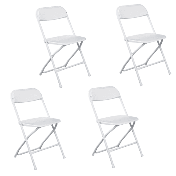 4pcs White Plastic Folding Chairs, Heavy-Duty Injection Molded Garden Chairs for Extra Seating