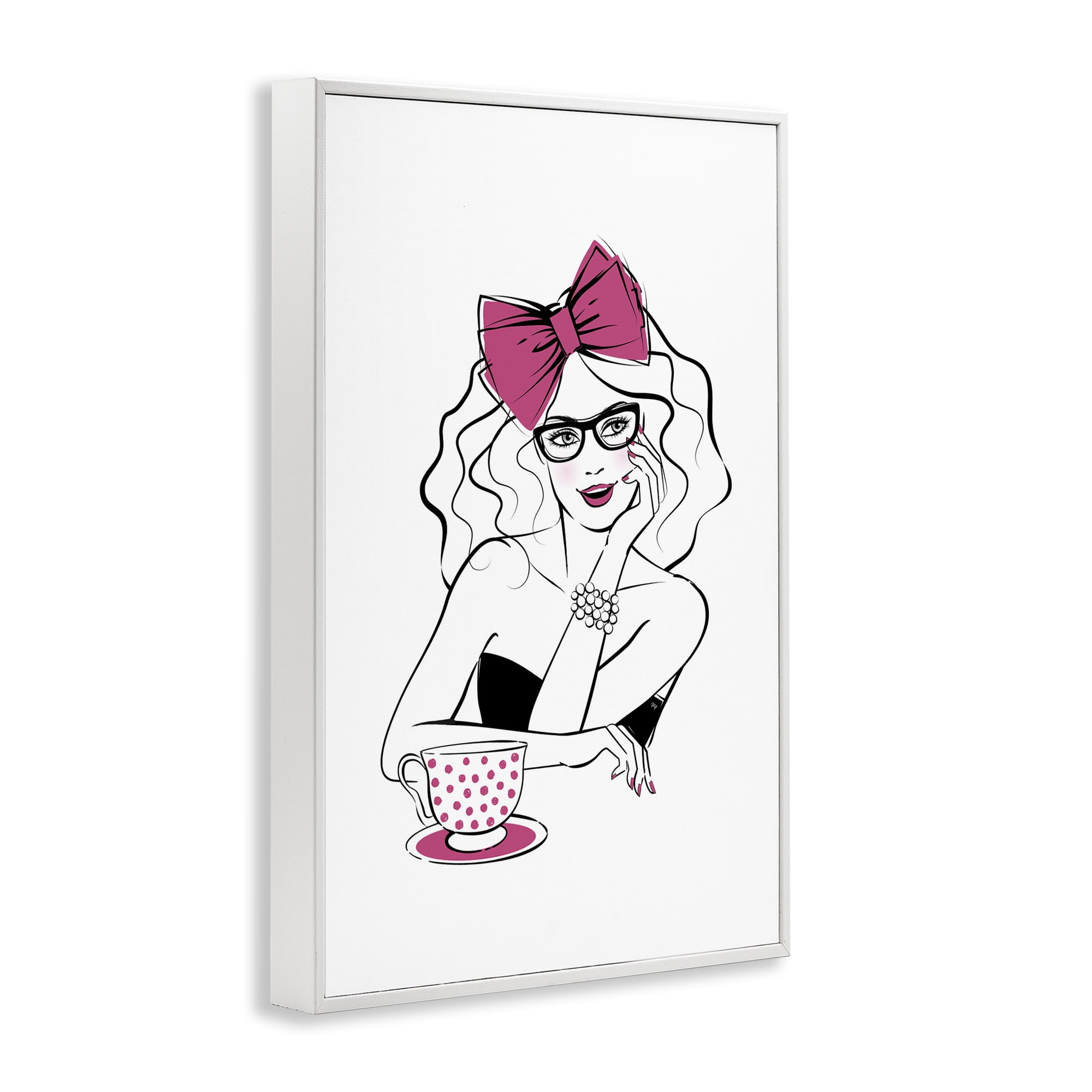 Stupell Industries Glam Tea Party Novelty Painting White Framed Art Print Wall Art, 16 x 24