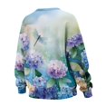 thumbnail image 5 of Xoenoiee Dragonfly Hydrangea Flower Print Women's Long Sleeve Sweatshirts Pullover Casual Crewneck Tunic Tops Drop Shoulder Sweartshirts with Side Slits, Size S, 5 of 7