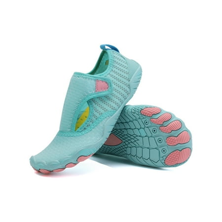 

SIMANLAN Womens Mens Water Shoes Slip On Beach Shoe Quick Dry Aqua Socks Exercise Anti-Slip Flats Surf Athletic Barefoot Green Style A 5