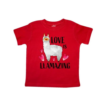 

Inktastic Valentine s Day Love is Llamazing with Cute Llama and Hearts Gift Toddler Boy or Toddler Girl T-Shirt