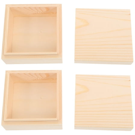WHAMVOX Khaki Wooden Box for Crafts Unfinished Small for DIY Jewelry Storage 2pcs