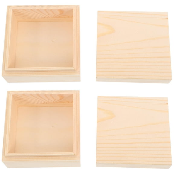 WHAMVOX Khaki Wooden Box for Crafts Unfinished Small for DIY Jewelry Storage 2pcs