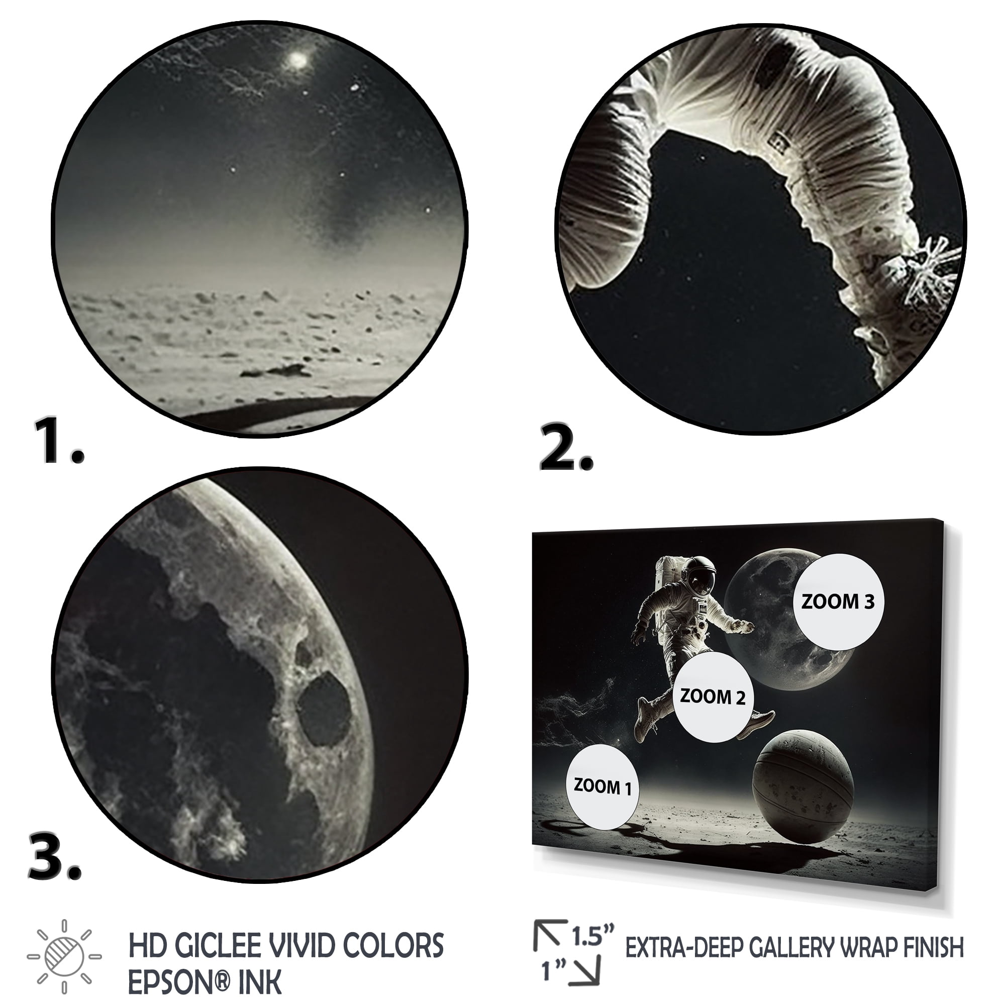 Designart Soccer On The Moon Canvas Wall Art