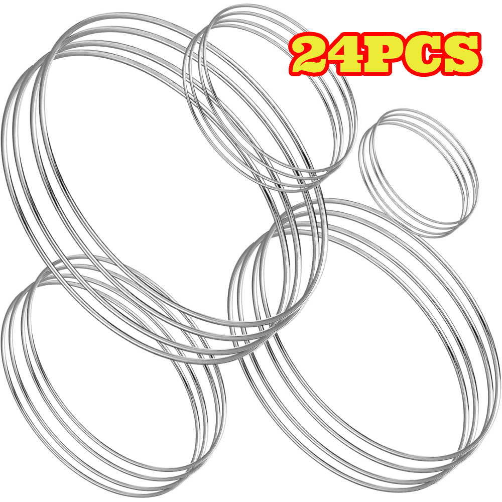 24pcs Metal Rings Hoops, Metal Dream Catcher Macrame Steel Craft Rings Floral Hoop for Wreaths Macrame Projects