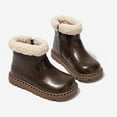 thumbnail image 5 of Quealent Fluffy Boots for Little Kids/Big Kids Zipper Fuzzy Warm Winter Short Boots with Furry Faux Furry Lining Bootie Shoes Brown for Size 11.5, 5 of 6