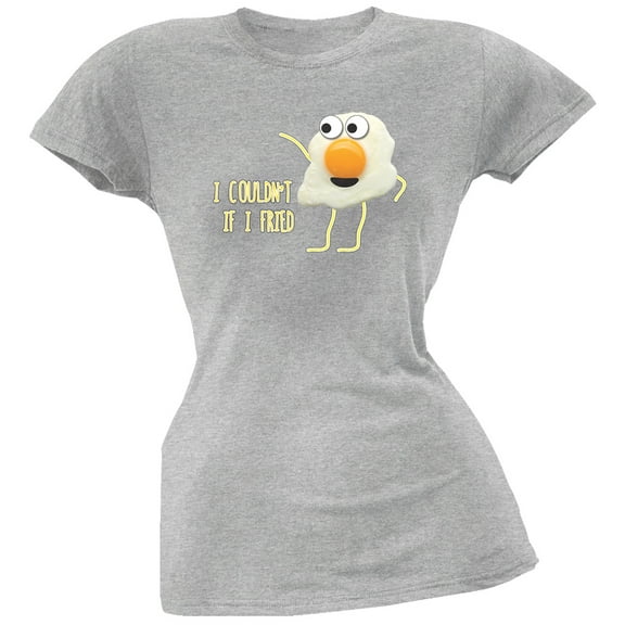 I Couldn't If I Fried Egg Couples Grey Soft Juniors T-Shirt - Small
