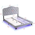 thumbnail image 2 of Harper & Bright Designs Queen Size Upholstered Platform Bed with LED light and Headboard, Velvet Platform Bed with Curve Design for Bedroom, Light Gray, 2 of 11
