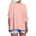 thumbnail image 3 of Women's Oversized V-Neck T-Shirts Summer Casual Loose Fit Short Sleeve Top Tees, 3 of 6
