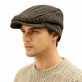 thumbnail image 2 of Ticikt Men Women Knit Newsboy Cap, Retro British Style Warm Beret Ivy Flat Cap,Color:Brown, 2 of 3