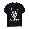 thumbnail image 2 of Let's Rock" T-Shirt Graphique Main Squelette - 100 % Coton, 220g, T-Shirt Noir Décontracté avec Impression Numérique Lavable en Machine, Manches Courtes, Col Rond pour Toutes les Saisons, 2 of 7